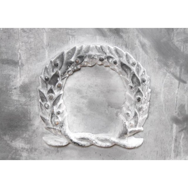 Pair of Neoclassical Metal Planters, Grey Patina, Wreath Motif For Sale In Tampa - Image 6 of 7