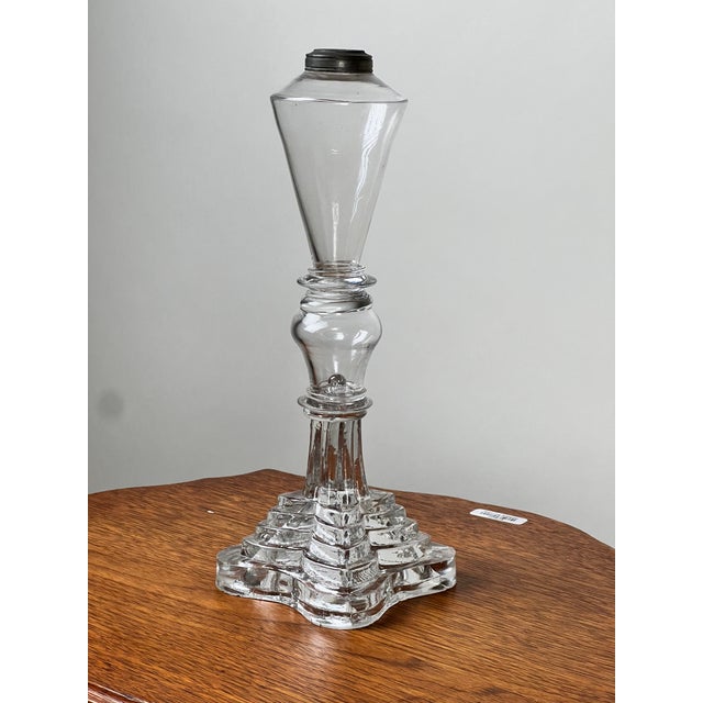 Glass Antique Sandwich Glass Whale Oil Lamp C. 1840 For Sale - Image 7 of 7