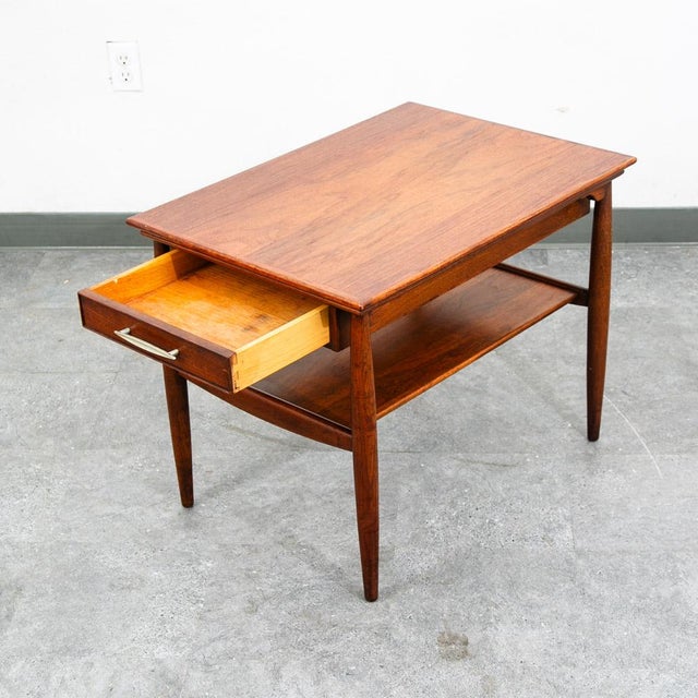 Mid Century Modern Nightstands End Side Table Drawer Walnut Vintage Hekman Shelf For Sale - Image 10 of 12