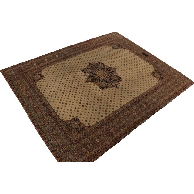 Rug & Kilim Antique Doroksh Rug in Beige, Brown, Black Floral Medallion Pattern For Sale - Image 4 of 6