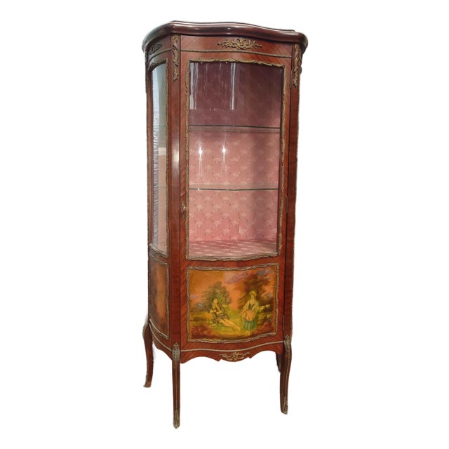 Vintage French Louis XV Vitrine Brass Curio Display Cabinet Made in Spain #2 For Sale