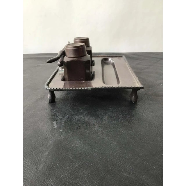 1980s Bronze Longhorn Inkwell For Sale - Image 9 of 13