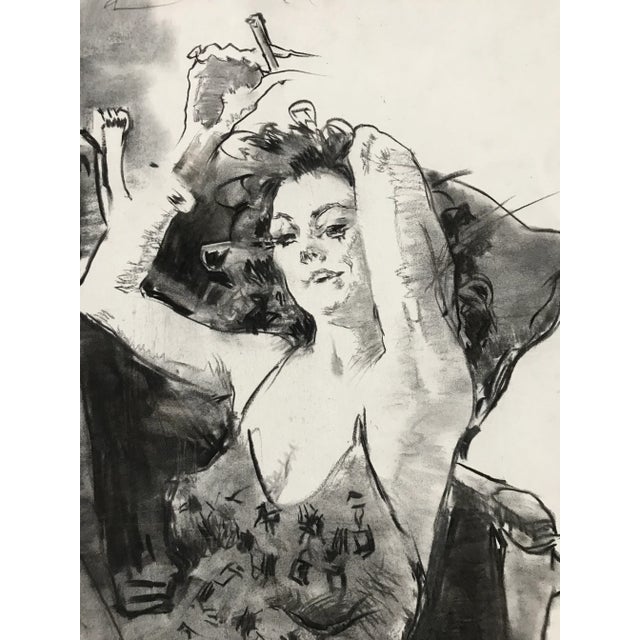 Realism Lounging in a Catsuit Original Charcoal Illustrative Drawing by David Beynon Pena For Sale - Image 3 of 5