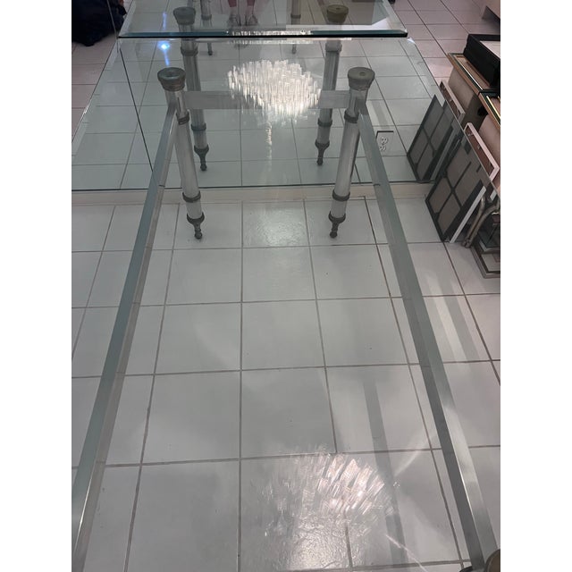 Brass 1960's Maison Jansen Steel and Brass Dining Table For Sale - Image 8 of 10