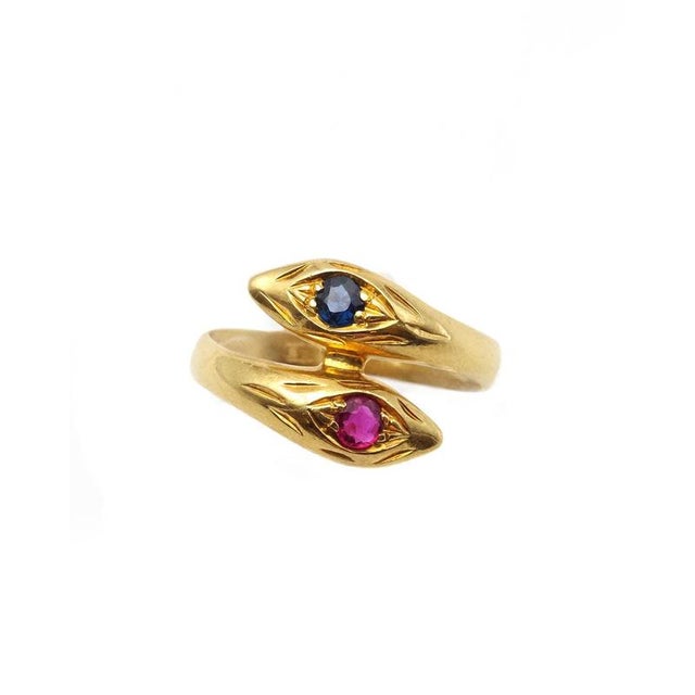 Metal Sapphire and Ruby Snake Ring from Wempe, 1980s For Sale - Image 7 of 7