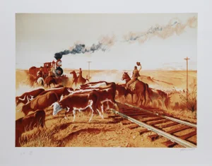 John Duillo, Herd Crossing, Lithograph