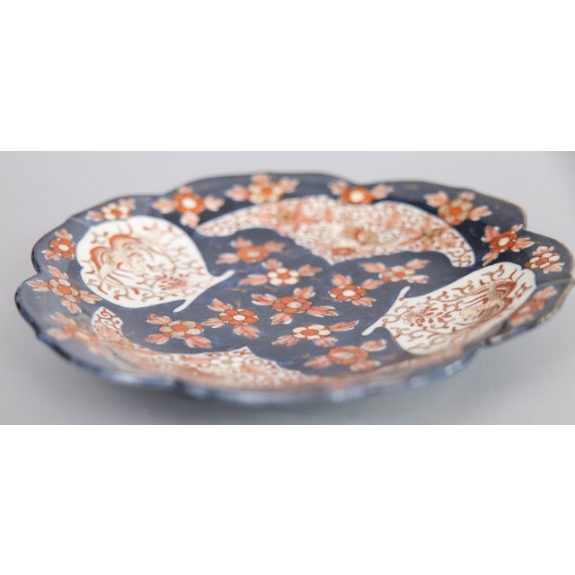 Late 19th Century 19th Century Japanese Meiji Period Imari Blue Scalloped Chargers Plates - A Pair For Sale - Image 5 of 11
