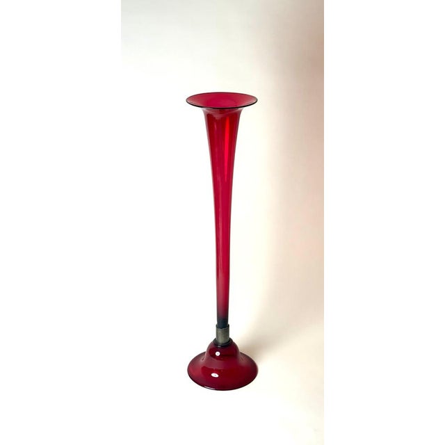Art Glass Murano Ruby Red Floor Vase, Italy, 1960s For Sale - Image 4 of 18