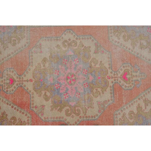 Apricot Colour Oushak Vintage Rug For Sale In Phoenix - Image 6 of 10