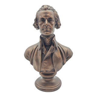 Thomas Jefferson Bronze Finish Portrait Bust Sculpture, 7.5", Dated 2003 For Sale