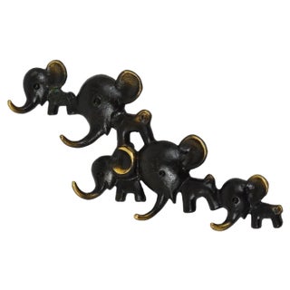 Brass Elephant Key Hanger attributed to Walter Bosse for Hertha Baller, Austria, 1950s For Sale