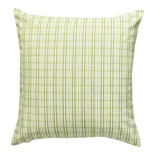 The House of Scalamandré Check Please Outdoor Pillow, Fern For Sale
