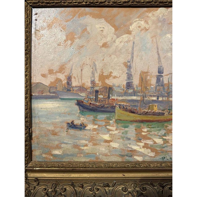 Bertand, Port of Casablanca, 1920s, Oil on Canvas For Sale - Image 3 of 9