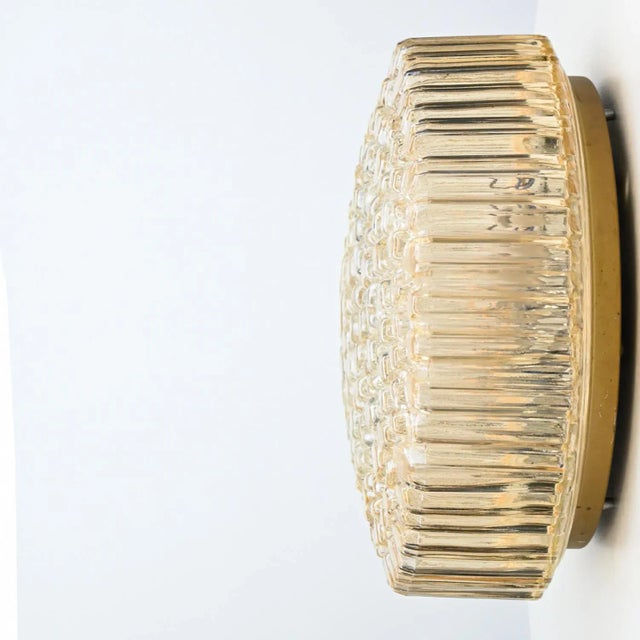 Medium Round Clear Textured Glass Wall Lights from Limburg, 1970, Set of 2 For Sale - Image 9 of 12