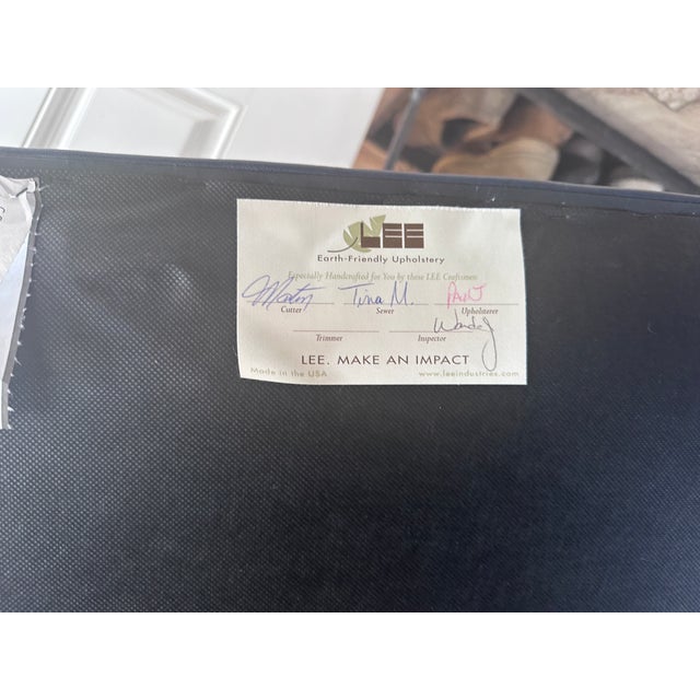 Lee Industries Blue Tufted Bench For Sale - Image 9 of 9