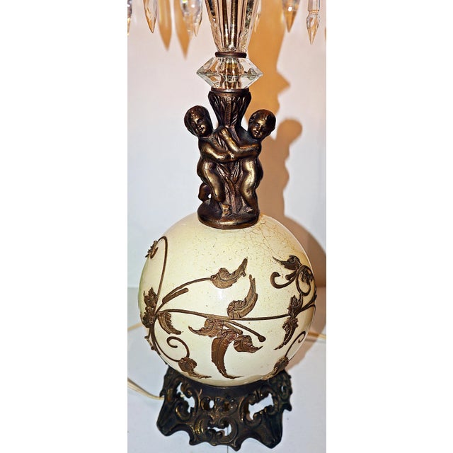 Hollywood Regency Crystal Cherub Table Lamp For Sale - Image 4 of 8