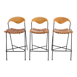 1950s Mid Century Modern Arthur Umanoff Barstools - Set of 3 For Sale