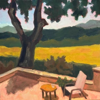 "Patio at Bend House, Ft. Lewis, Bath County Va" Contemporary Landscape Oil Painting by Teresa DiMarco For Sale
