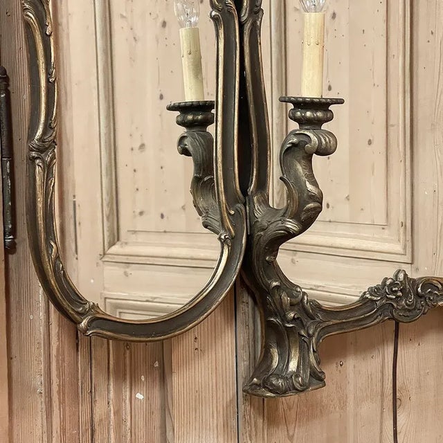 Antique Italian Rococo Tri-Panel Mirror With Lighting For Sale - Image 10 of 12