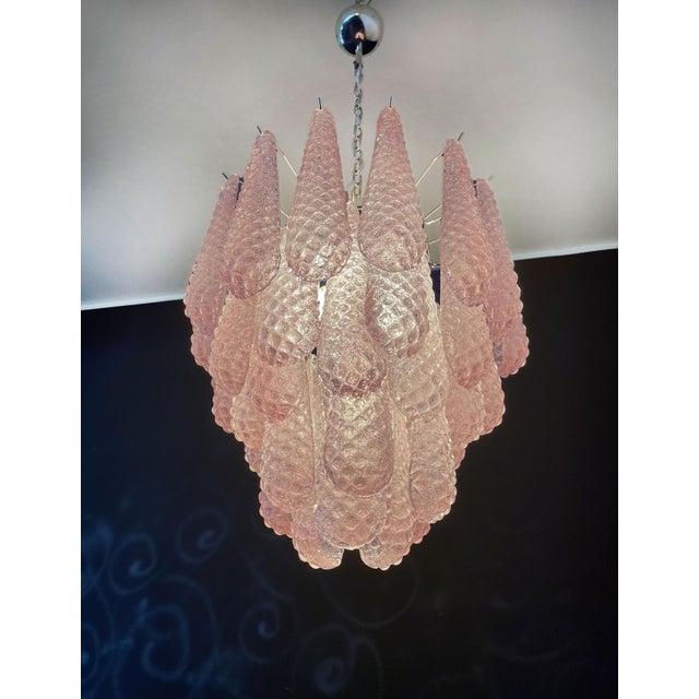 Vintage Italian Murano Chandelier with 41 Pink Glass Petals Drop, 1990s For Sale - Image 13 of 18