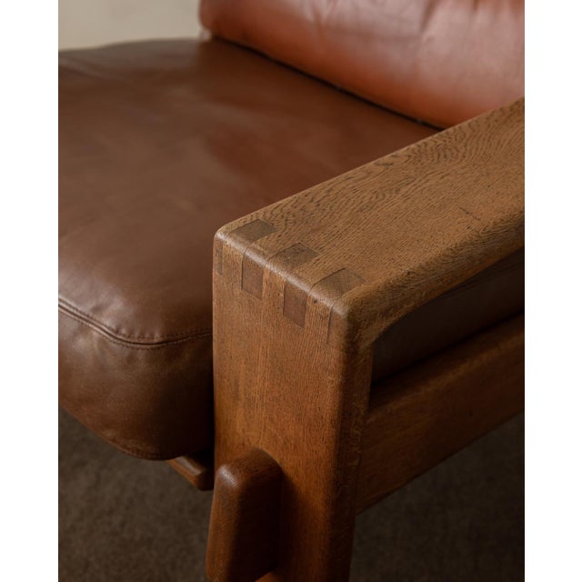 Brown Vintage Bonanza Lounge Chair in Finnish Oak & Cognac Leather by Esko Pajamies for Asko, 1960s For Sale - Image 8 of 18