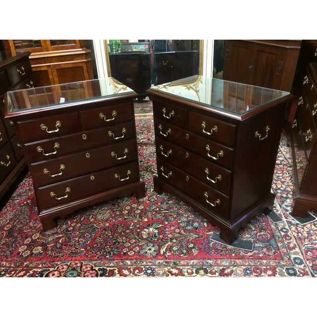 English Vintage Nightstands, Mahogany Bedside Chests, Lexington Furniture, the Pair For Sale - Image 3 of 12