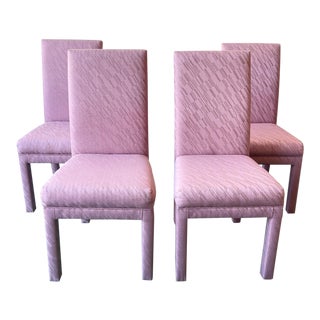 80s Postmodern Set of 4 Pink Post Modern Parsons Chairs For Sale