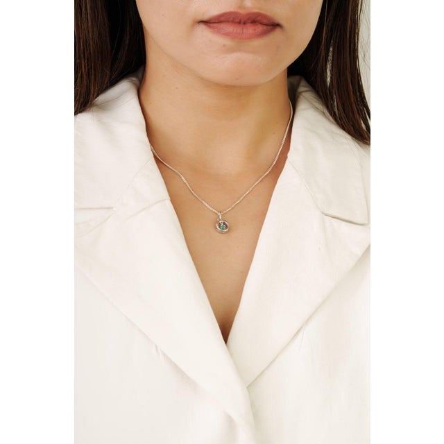 Not Yet Made - Made To Order Dainty Floating Emerald Open Circle Pendant for Her in 925 Silver For Sale - Image 5 of 12