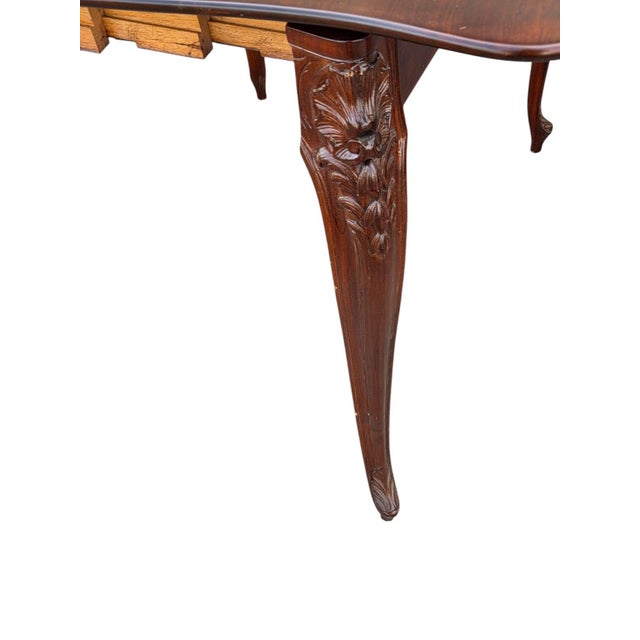 Wood 19th Century French Walnut Hand Carved Console Table/ Game Table. For Sale - Image 7 of 17