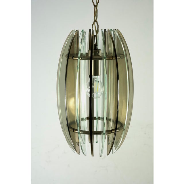 Glass Mid-Century Italian Fume and Clear Thick Glass Chandelier by Veca, Italy, 1960s For Sale - Image 7 of 10