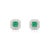 Metal 14k Gold Statement Emerald & Diamond Halo Earrings Wedding Gift- A Pair For Sale - Image 7 of 11