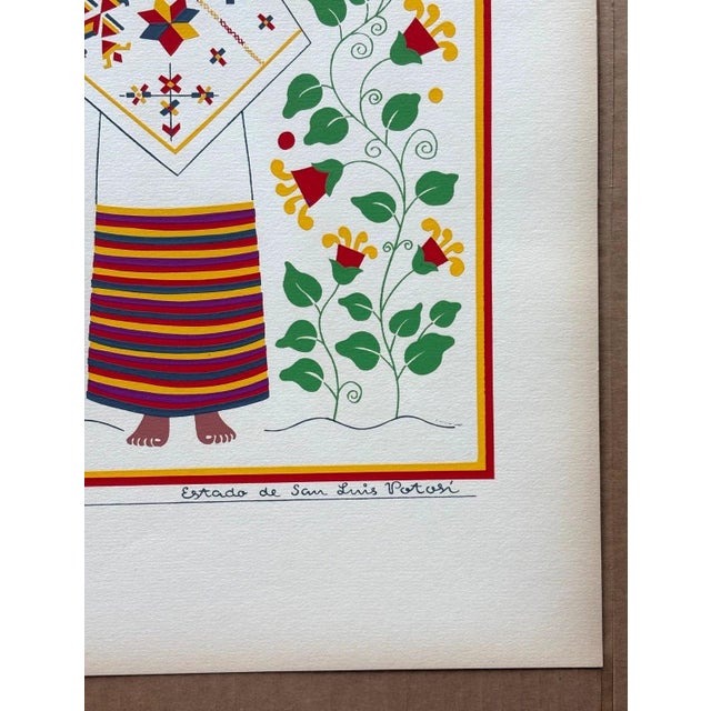 Carlos Mérida Silkscreen Print "Huasteca, San Luis Potosi" in 16 x 20 Mat, 1945 For Sale - Image 4 of 4