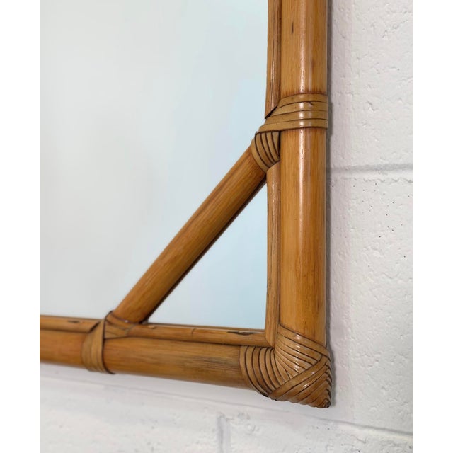 Bamboo and Leather Mirror, 1970s For Sale - Image 4 of 12