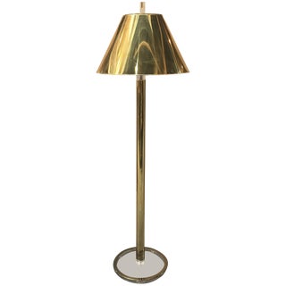 Polished Brass and Lucite Floor Lamp Hansen Style For Sale
