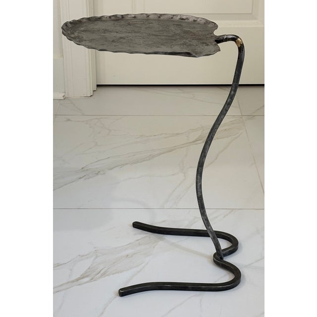 Mid-Century Modern Vintage Salterini Lily Pad Drink Table / Garden Table in Raw Metal For Sale - Image 3 of 12