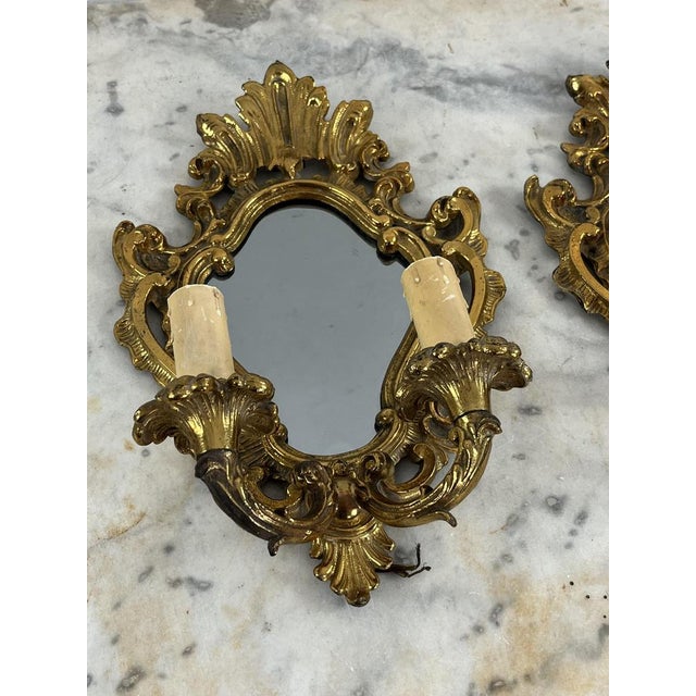 Mid-Century Modern Wall Lamps with Mirror, 1960s, Set of 2 For Sale - Image 4 of 8