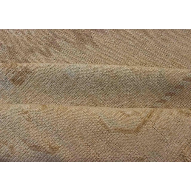 Vintage Turkish Oushak Rug With Faded Sand Field and Pale Brown Medallion For Sale - Image 10 of 12