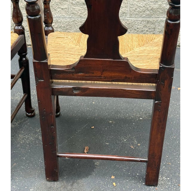 Rustic 18th Century Inspired English Country Armchairs - A Pair For Sale - Image 11 of 12
