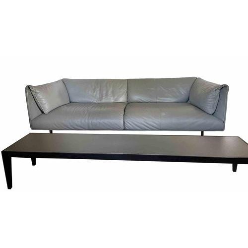 Vintage Leather John John Three Seater Sofa and Coffee Table, Italy, 1980s, Set of 2 For Sale - Image 3 of 9