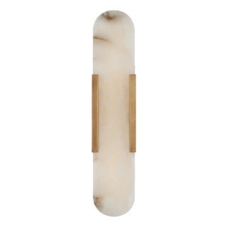 Kelly Wearstler for Visual Comfort Signature Melange 20" Elongated Sconce in Antique-Burnished Brass with Alabaster For Sale