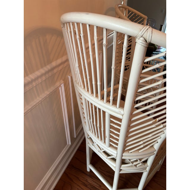 White Vintage Brighton Pavilion Style White Lacquered Rattan Armchairs For Sale - Image 8 of 8