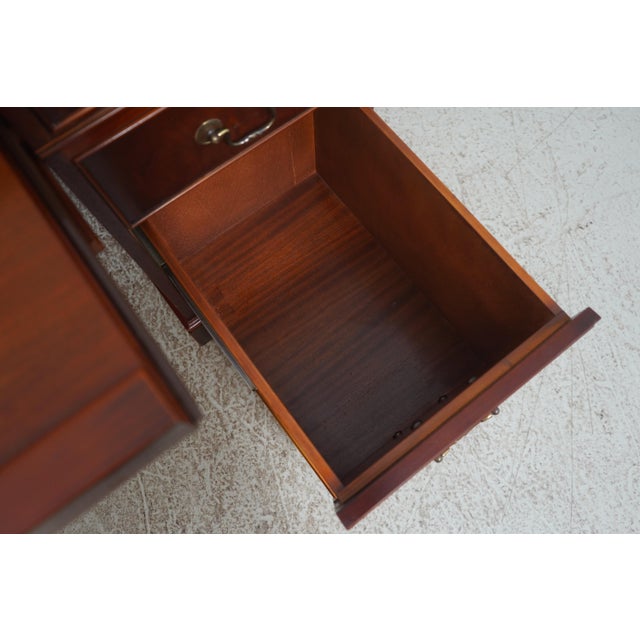 2010s English Leather Top 3 Part Executive Partners Desk For Sale - Image 5 of 18