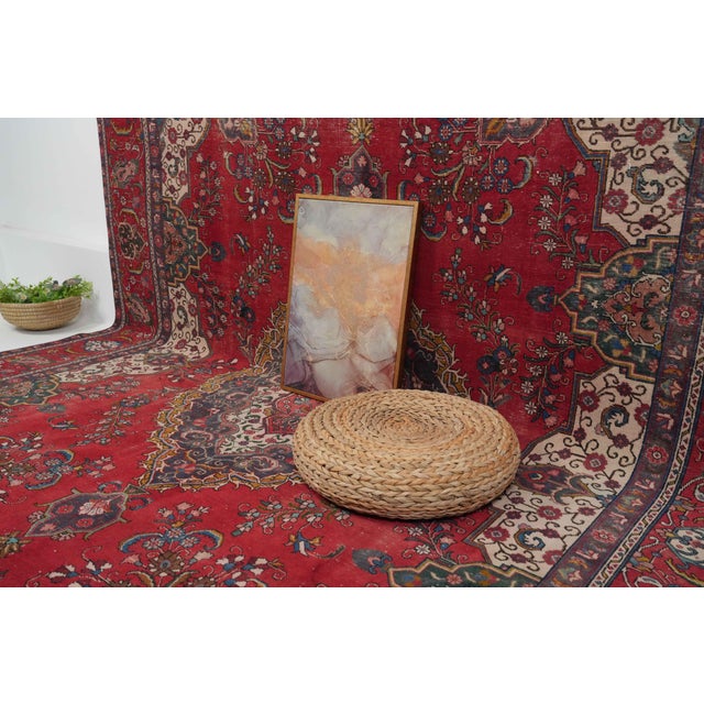 1970s Vintage Persian Handmade Wool 10x13 Red Area Rug For Sale - Image 11 of 11