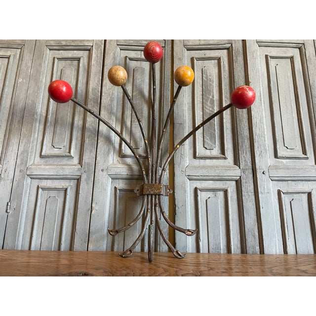Vintage French Wall Coat Rack with Wooden Balls, 1960s For Sale - Image 13 of 14