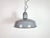Industrial grey enamel factory pendant light made in Netherlands during the 1960s. White enamel inside the shade. Iron...
