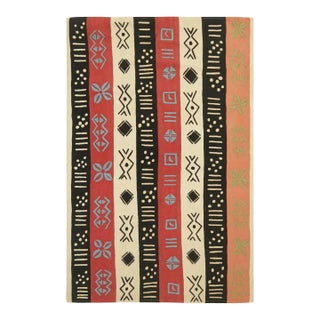 Rug & Kilim’s Suzani Style Kilim With Stripes and Tribal Geometric Patterns For Sale