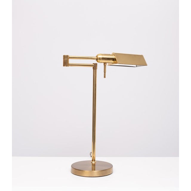 Vintage Swing Arm Desk Lamp in Brass, 1980s For Sale - Image 6 of 9