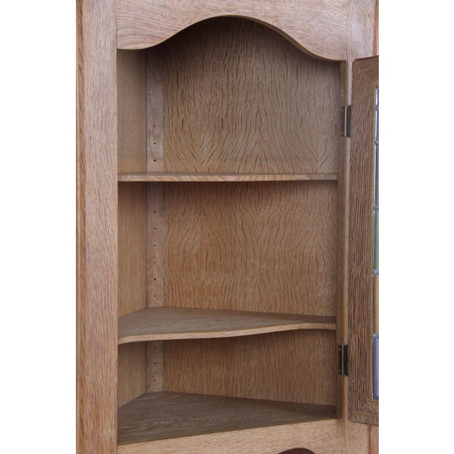 Corner Cabinet in Acid-Treated Oak and Glass Door, 1970s For Sale - Image 4 of 7