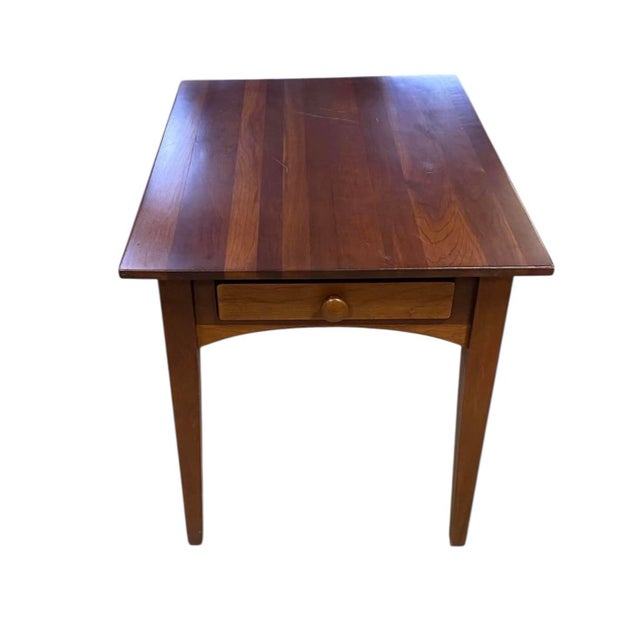 Vintage Ethan Allen Cherry Wood Rectangle Side Table — Handsome Accent With Drawer For Sale - Image 9 of 9