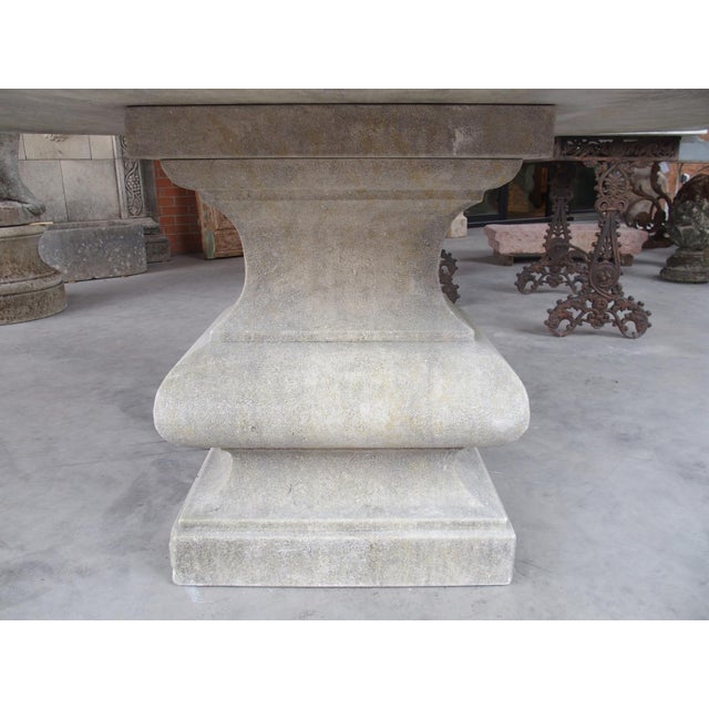 Italian Carved Limestone Baluster Garden or Center Table With Beveled Undercut For Sale - Image 4 of 12